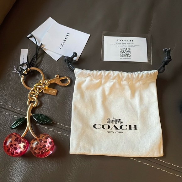 Coach Accessories Brand New Coach Cherries Keychain Purse Charm Red Cherry With Coach Cs